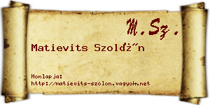 Matievits Szolón névjegykártya